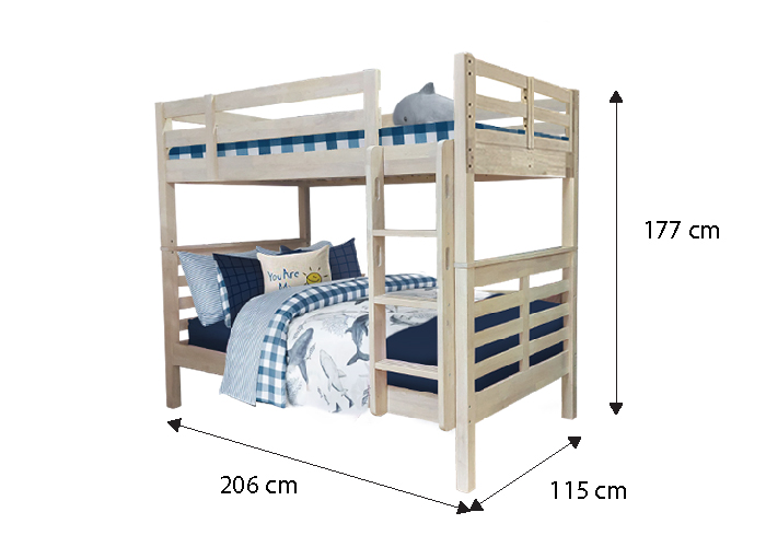 Huckleberry Super Single Bunk Bed with Pull Out Single Raising Trundle
